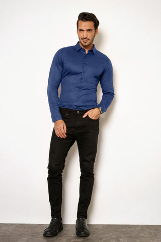 Long-Sleeved Jersey Knit Sport Shirt in 8 Colours