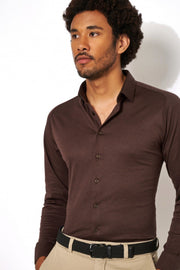 Long-Sleeved Jersey Knit Sport Shirt in 8 Colours