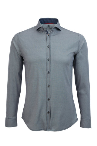 Long-Sleeved Knit Shirt Blue-Grey Piqué