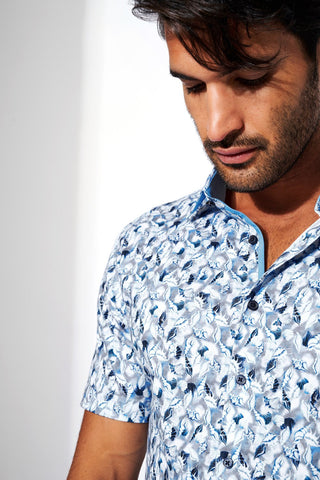 Desoto Short Sleeve Casual Shirt in Seashell Print