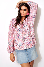 Layla Blouse in Pink Abstract Print