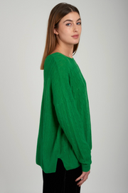 Cashmere Cable Knit Crew Neck Sweater