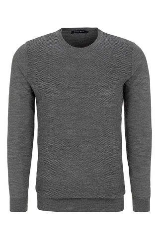 Honeycomb Crew-Neck Sweater Navy or Charcoal