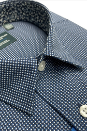 Navy Sport Shirt in a Small Dot Pattern
