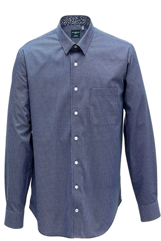 Navy Sport Shirt in a Small Dot Pattern
