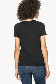 Short-Sleeved, Crew-Neck T-Shirt with Back Seam Black or White
