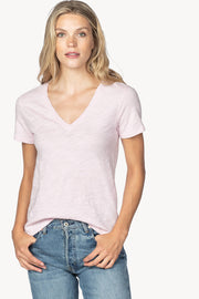 V-Neck T-Shirt with Back Seam. Pink or Blue