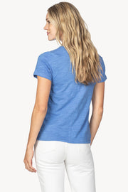V-Neck T-Shirt with Back Seam. Pink or Blue