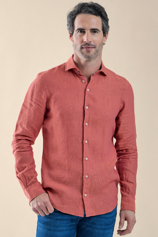 Long-Sleeved Linen Sport Shirt in 2 Colours