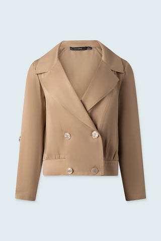 Double Breast Short Jacket Adjustable Sleeves