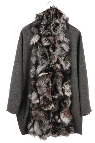Rubens Cape with Fox Trim Tweed