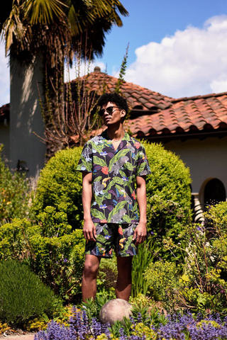 Tropical Birds Print Shorts