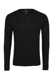 Long-Sleeved, Performance-Knit  Henley Four Mélange Colours