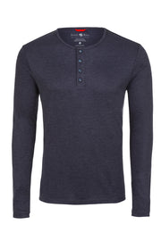 Long-Sleeved, Performance-Knit  Henley Four Mélange Colours