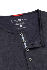 Long-Sleeved, Performance-Knit  Henley Four Mélange Colours