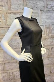 Sleeveless Crewneck Dress with Ribbing Black