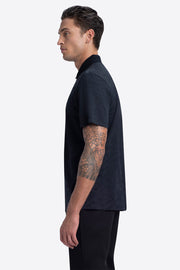 Hidden Zip Tone-on-Tone Short Sleeve Polo Shirt