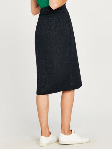 Jacquard Wrap Skirt in Navy