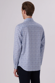 Blue Sprigs Print Long Sleeve Shirt