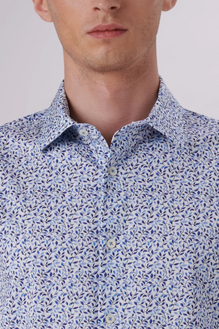 Blue Sprigs Print Long Sleeve Shirt