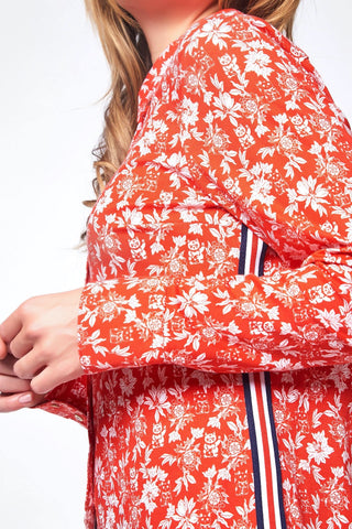 Pia Long-Sleeved Knit Shirt Red Floral