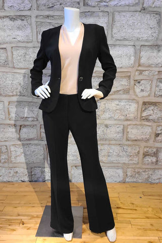 Flat-Lapel, One-Button Blazer Black