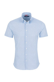 Short-Sleeved Knit Shirt in Geometric Print