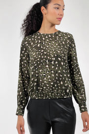 Soft Leopard Print Cross Over Back Print Blouse
