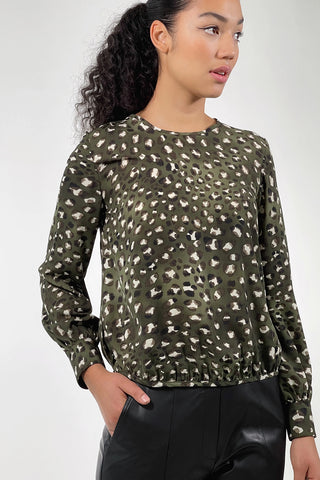Soft Leopard Print Cross Over Back Print Blouse