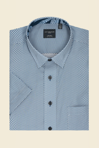 Short Sleeve Blue Printed Shirt