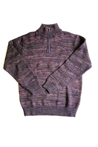 Quarter-Zip, Mock-T Sweater Navy or Burgundy