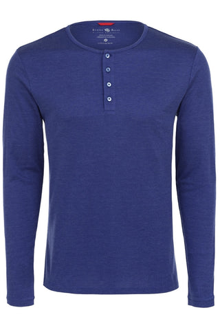 Long-Sleeved, Performance-Knit  Henley Four Mélange Colours