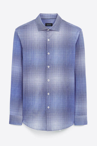 Long-Sleeve Casual Shirt in Ombre Pin Check