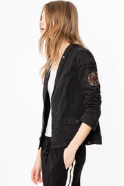 Virginia Grunge Military-Style Cotton Jacket Black