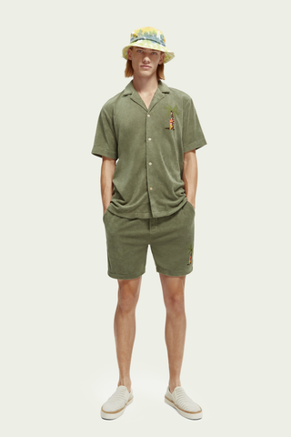 Embroidered Toweling Camp Shirt