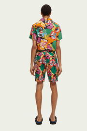 Printed Linen Blended Bermuda Shorts